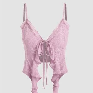 Cider Lavender Lace Crop Top